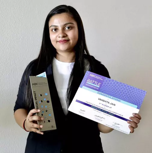 Vanshita Jain who made the eco-friendly construction biomaterial using local waste